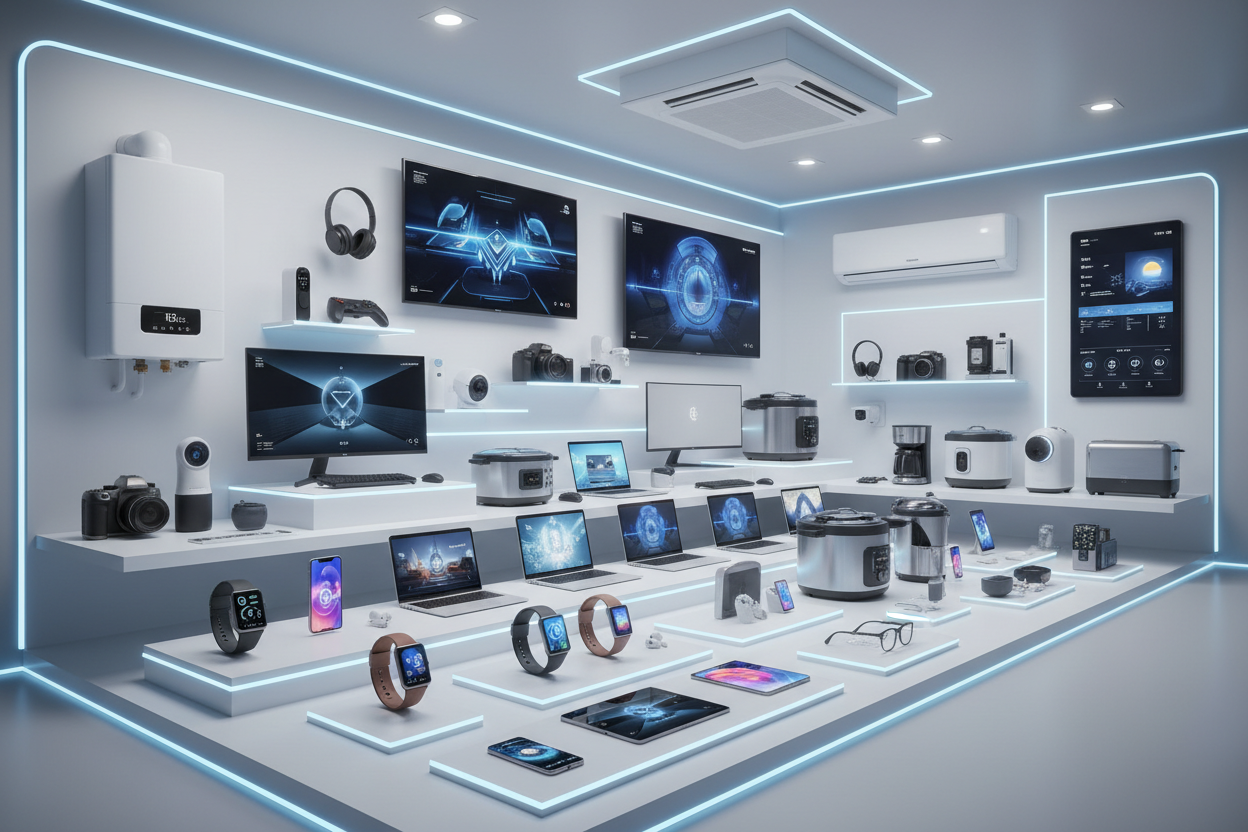 Tutto quello che riguarda all elettronica fino ad arrivare caldaie e condizionatori (tv orologi occhiali telefoni eccetera)